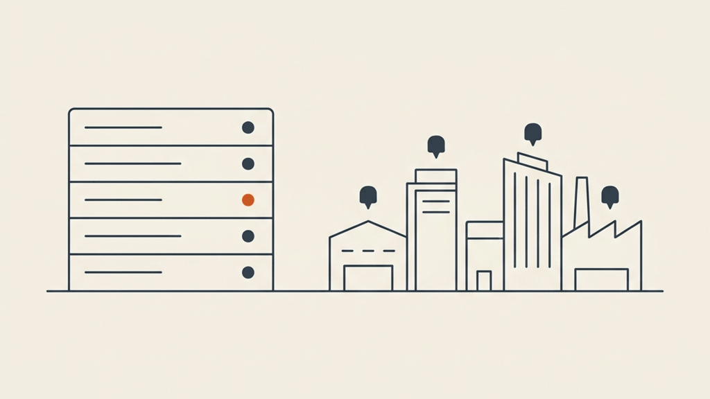 A compliance dashboard tracking permit status across several waste facilities, with one site flagged for attention.